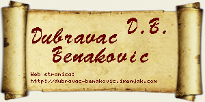 Dubravac Benaković vizit kartica